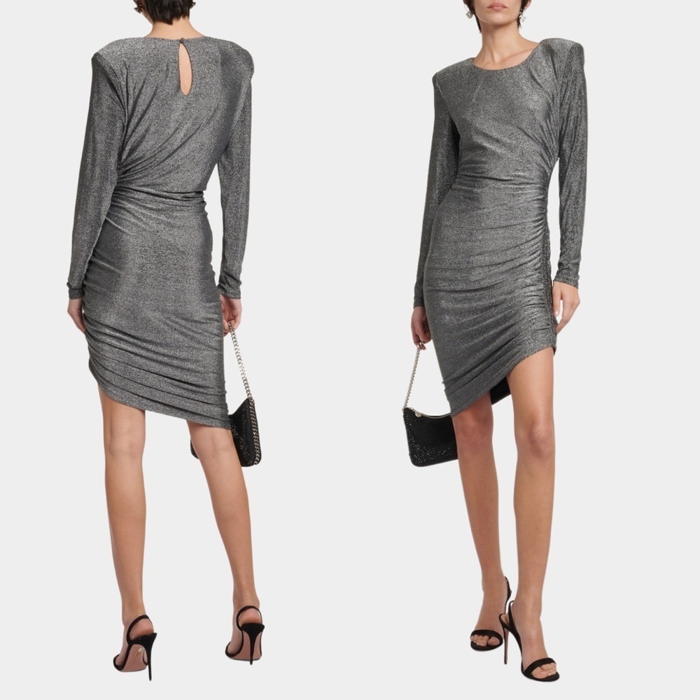 Veronica Beard Cyrus Metallic Ruched  Mini Dress
